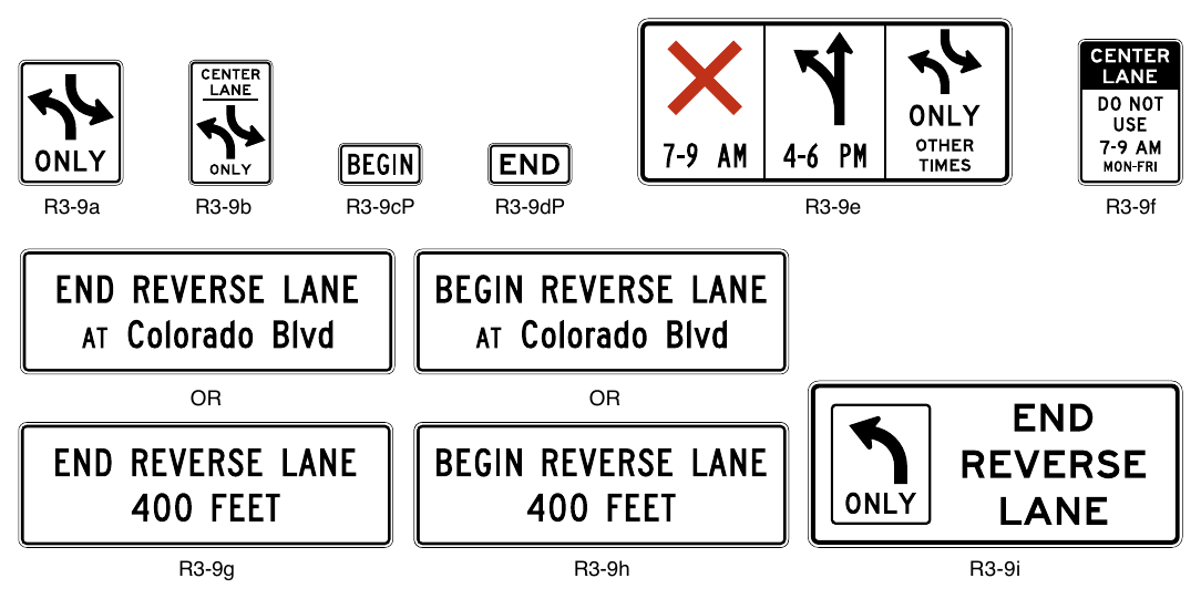 Figure 2B-6. Center and Reversible Lane Control Signs and Plaques
