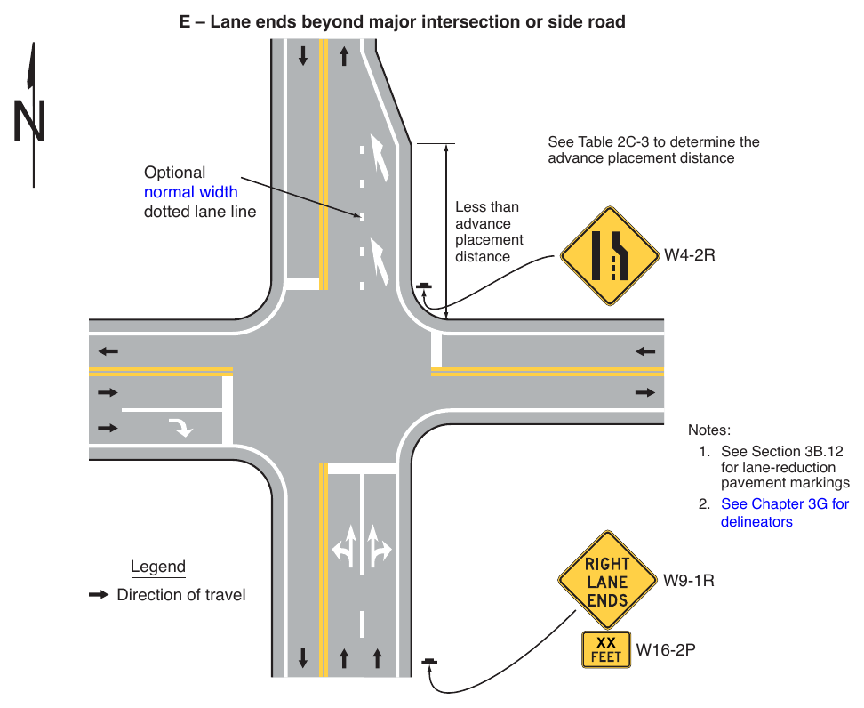 Figure 2C-13. Example Sequences for Lane Ends and Lane Merge Signs (Sheet 4 of 5)