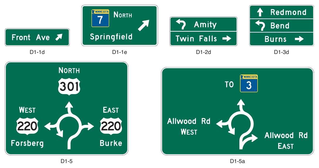 Figure 2D-11. Destination Signs for Circular Intersections