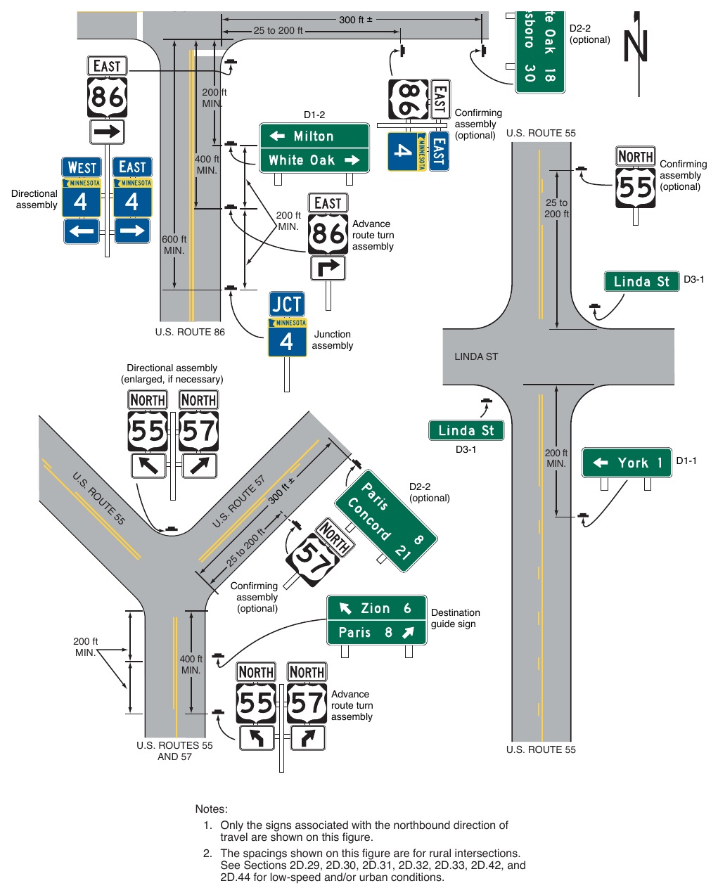 Figure 2D-8. (M) Illustration of Directional Assemblies and Other Route Signs (Sheet 3 of 4)