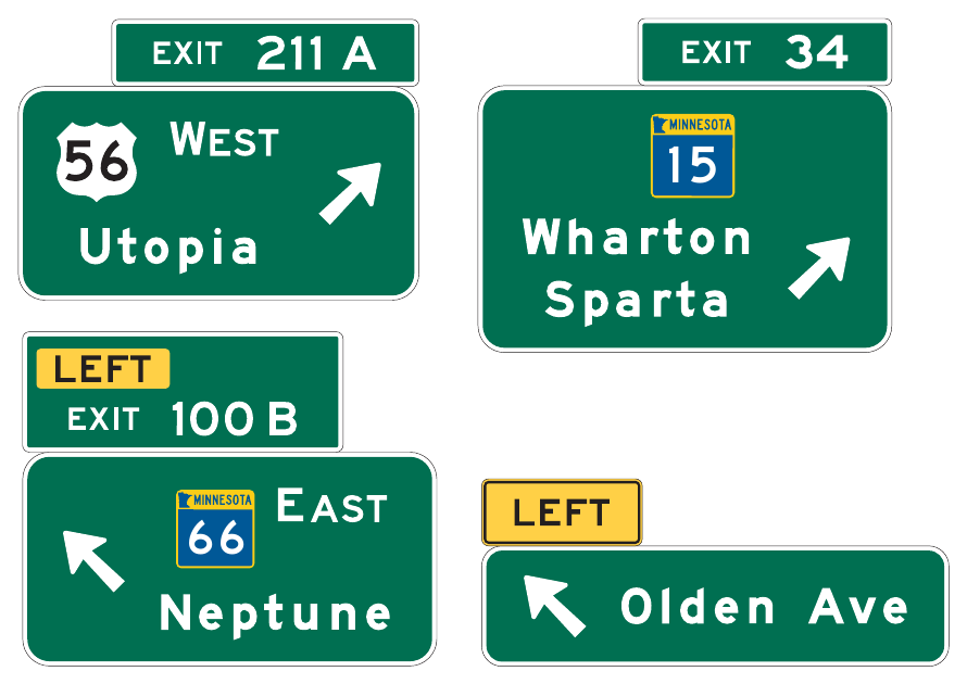 Figure 2E-12. Examples of Exit Direction Signs