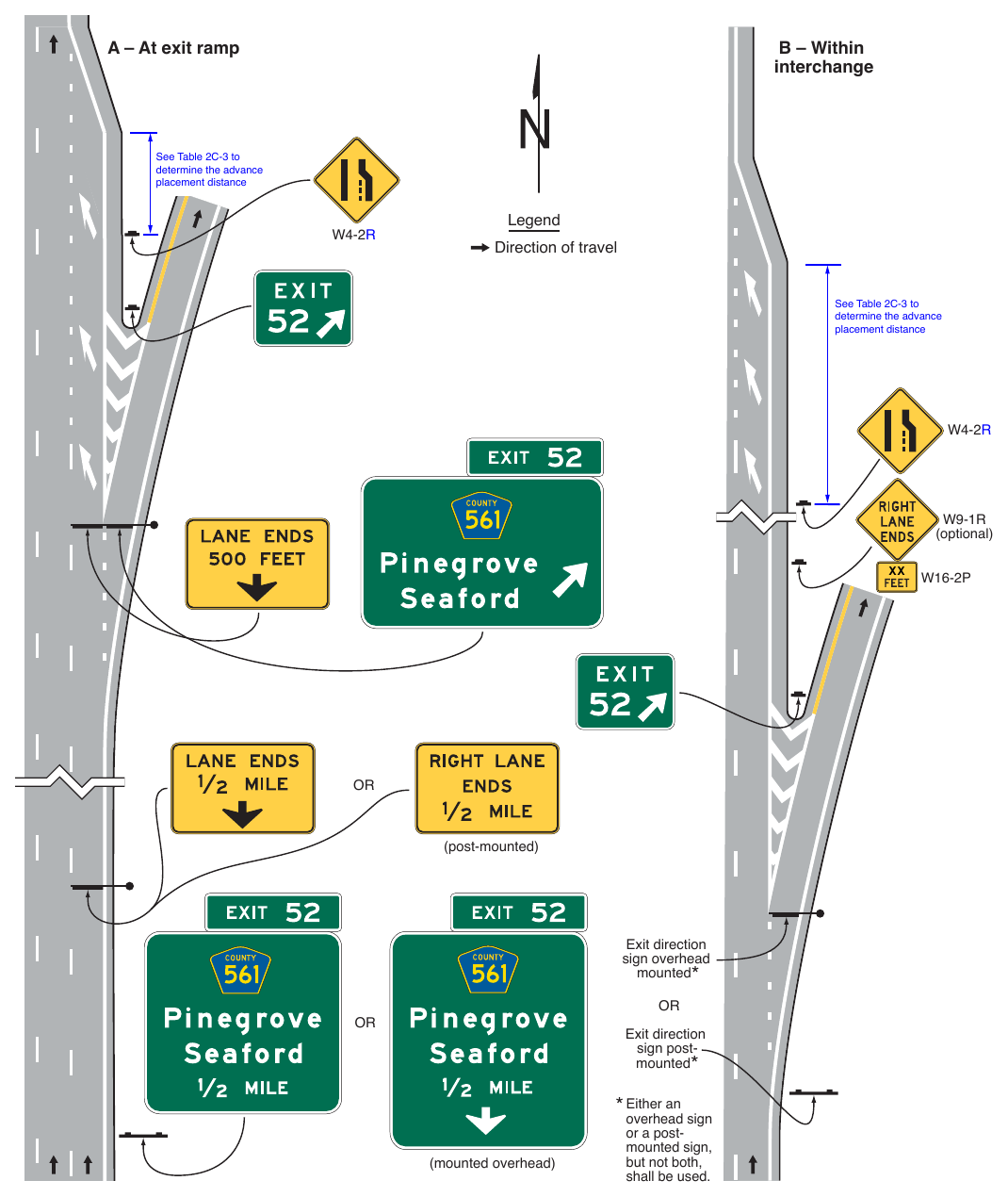 Figure 2E-23. Examples of Signing for Mainline Terminations within an Interchange