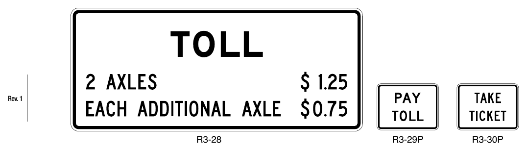Figure 2F-2. Toll Plaza Regulatory Signs and Plaques