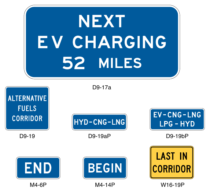 Figure 2H-9. Examples of Signs for Alternative Fuels Corridors