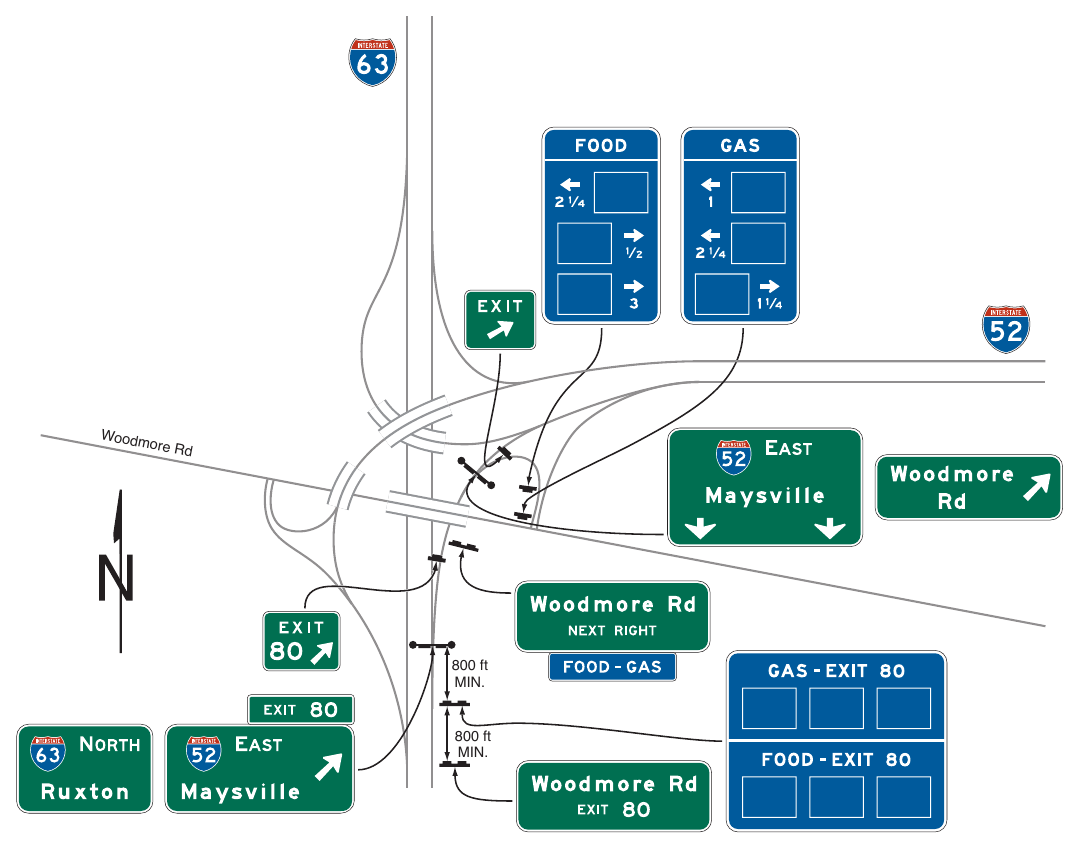 Figure 2J-5. (M) Example of Logo Signing for a Conventional Road Accessed within a Freeway-to-Freeway Interchange
