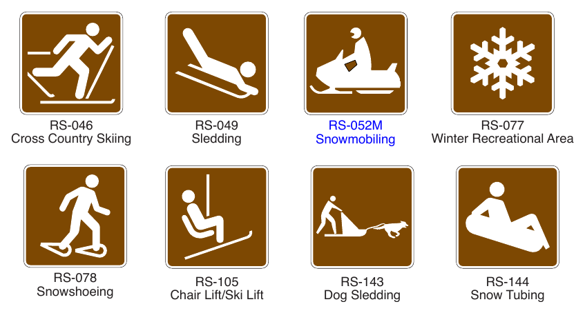 Figure 2M-10. Recreational and Cultural Interest Area Symbol Signs for Winter Recreation