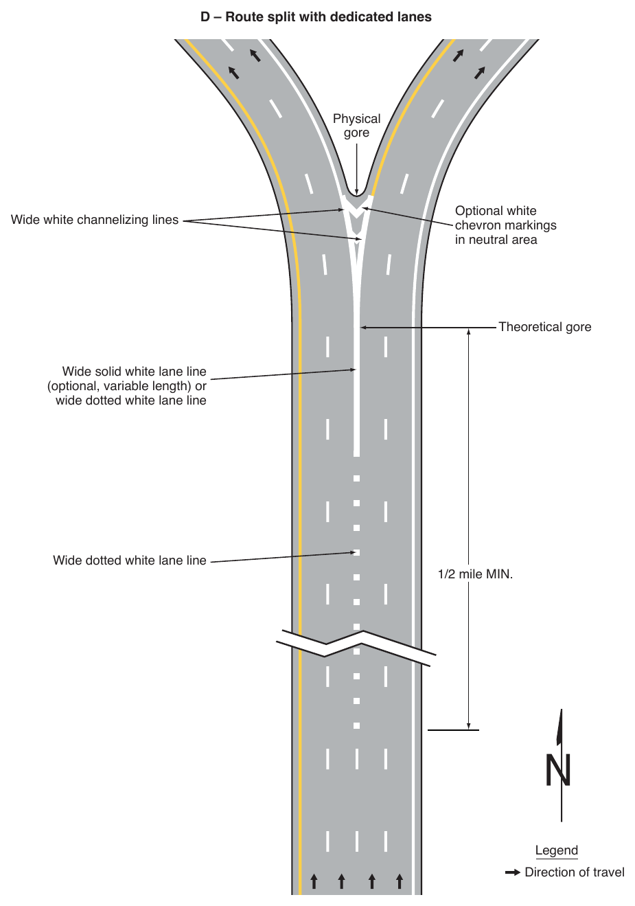 Figure 3B-11. Examples of Applications of Freeway and Expressway Lane-Drop Markings (Sheet 4 of 6)