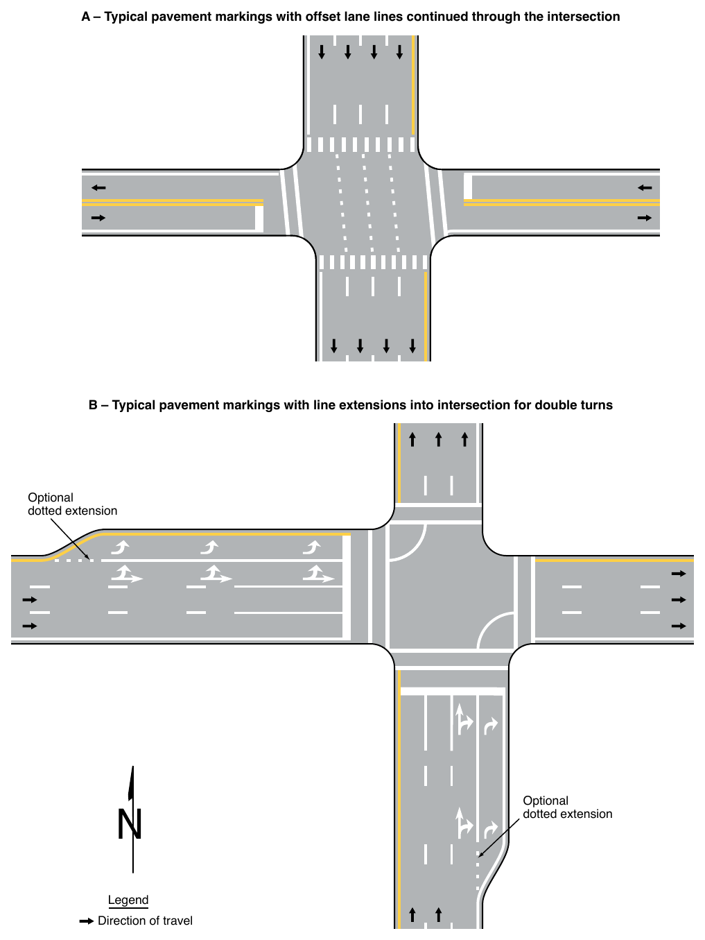 Figure 3B-13. Examples of Line Extensions through Intersections (Sheet 1 of 2)