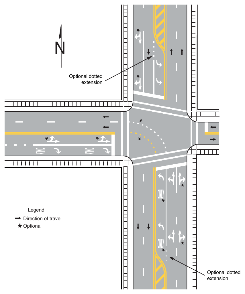 Figure 3B-22. Examples of Lane-Use Control Word and Arrow Pavement Markings