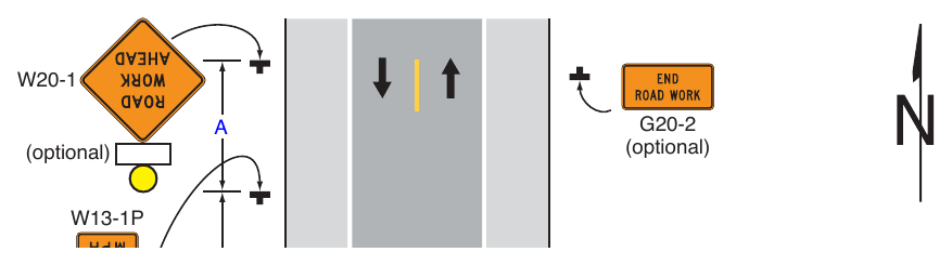 Figure 6P-11. Lane Closure on a Two-Lane Road with Low Traffic Volumes (TA-11)