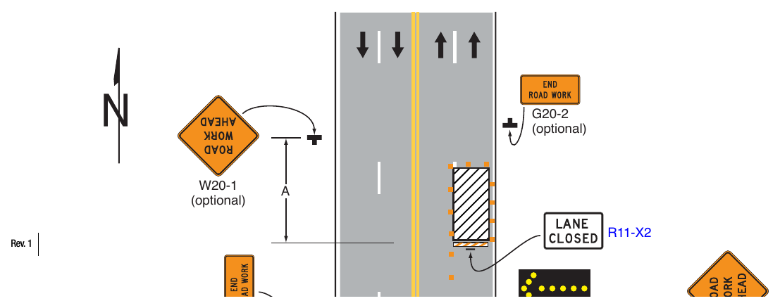 Figure 6P-22. Right-Hand Lane Closure on the Far Side of an Intersection (TA-22)