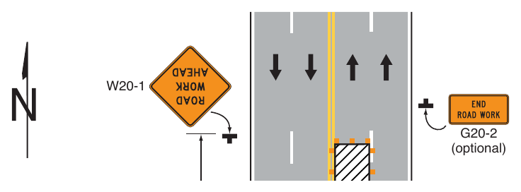 Figure 6P-23. Left-Hand Lane Closure on the Far Side of an Intersection (TA-23)