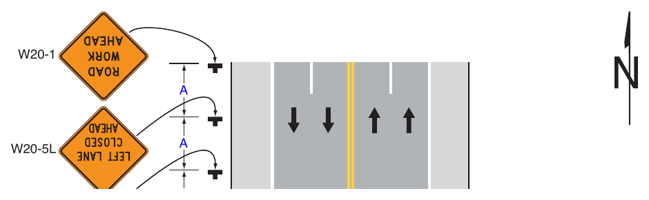 Figure 6P-30. Interior Lane Closure on a Multi-Lane Street (TA-30)