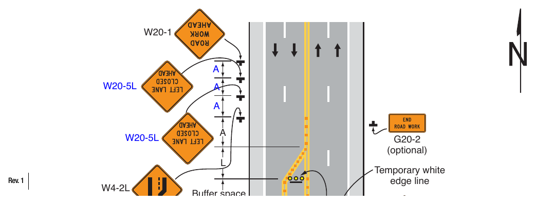 Figure 6P-32. Half Road Closure on a Multi-Lane, High-Speed Highway (TA-32)