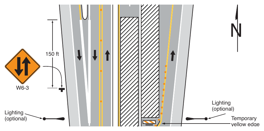Figure 6P-41. Median Crossover for an Exit Ramp (TA-41)