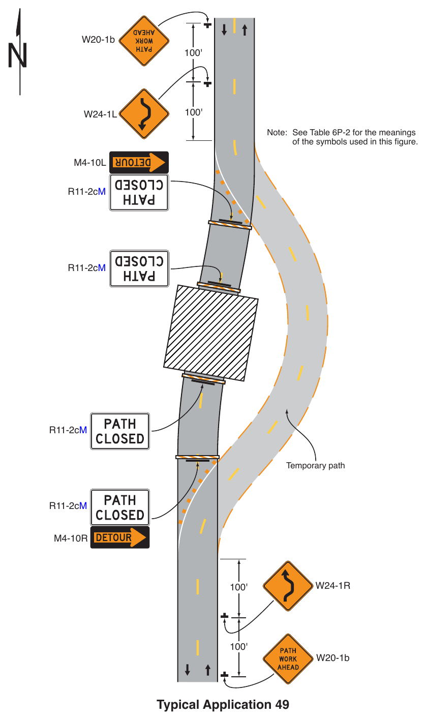 Figure 6P-49. Shared-Use Path Closure with a Diversion (TA-49)