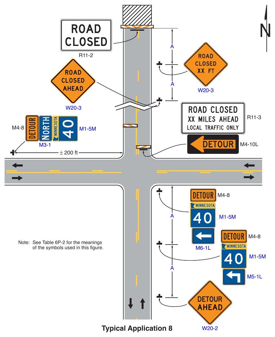 Figure 6P-8. Road Closure with an Off-Site Detour (TA-8)