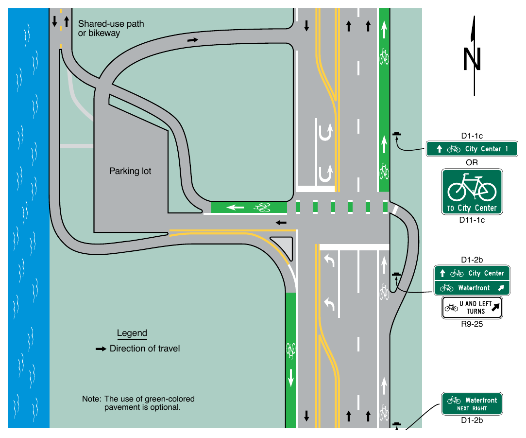 Figure 9B-6. Example of Application of Bicycle Jughandle Sign