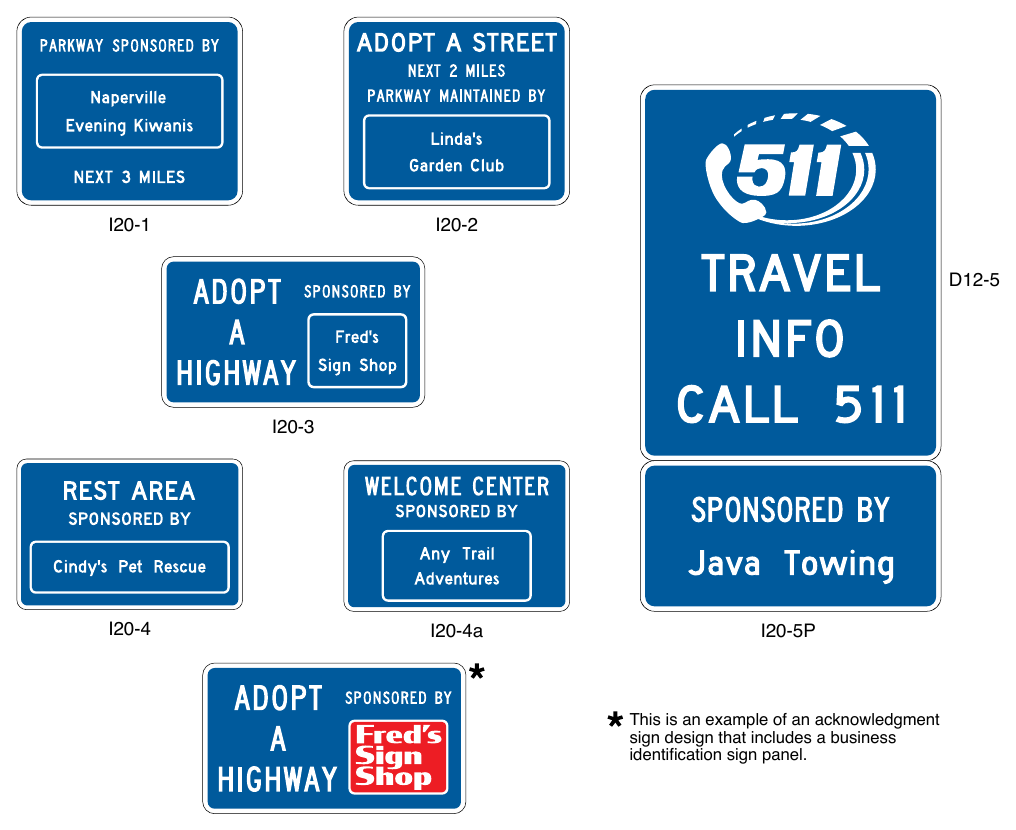 Figure 2H-8. Examples of Acknowledgment Sign Designs