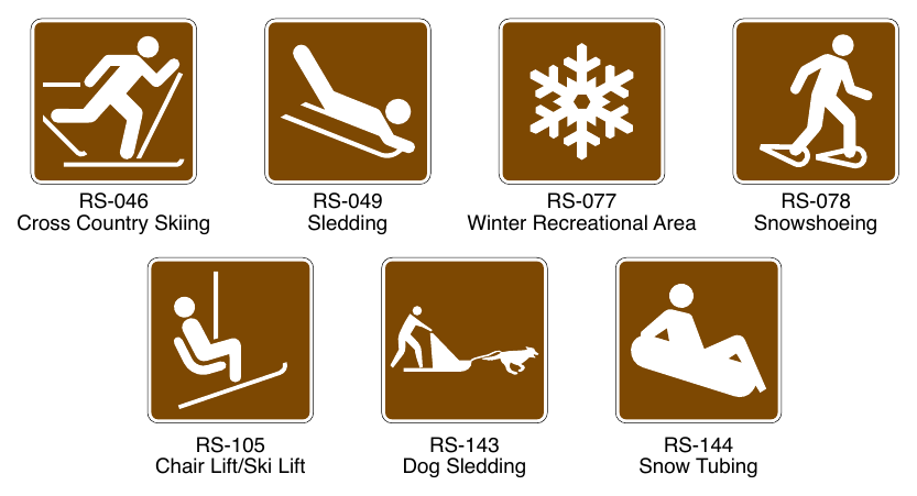 Figure 2M-10. Recreational and Cultural Interest Area Symbol Signs for Winter Recreation