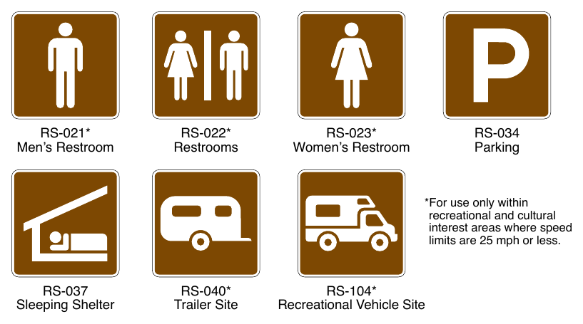 Figure 2M-6. Recreational and Cultural Interest Area Symbol Signs for Accommodations