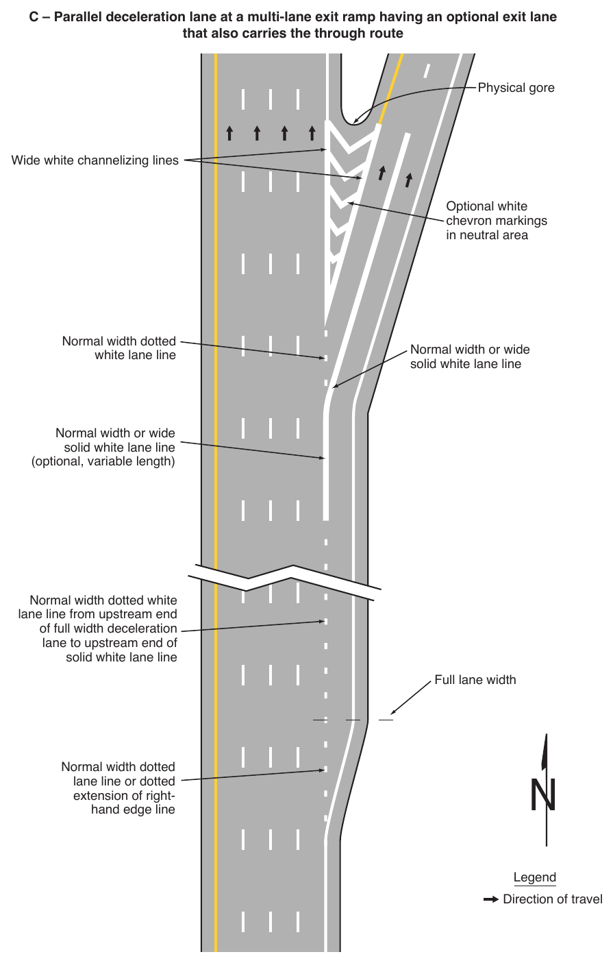 Figure 3B-9. Examples of Dotted Line and Channelizing Line Applications for Exit Ramp Markings (Sheet 2 of 2)