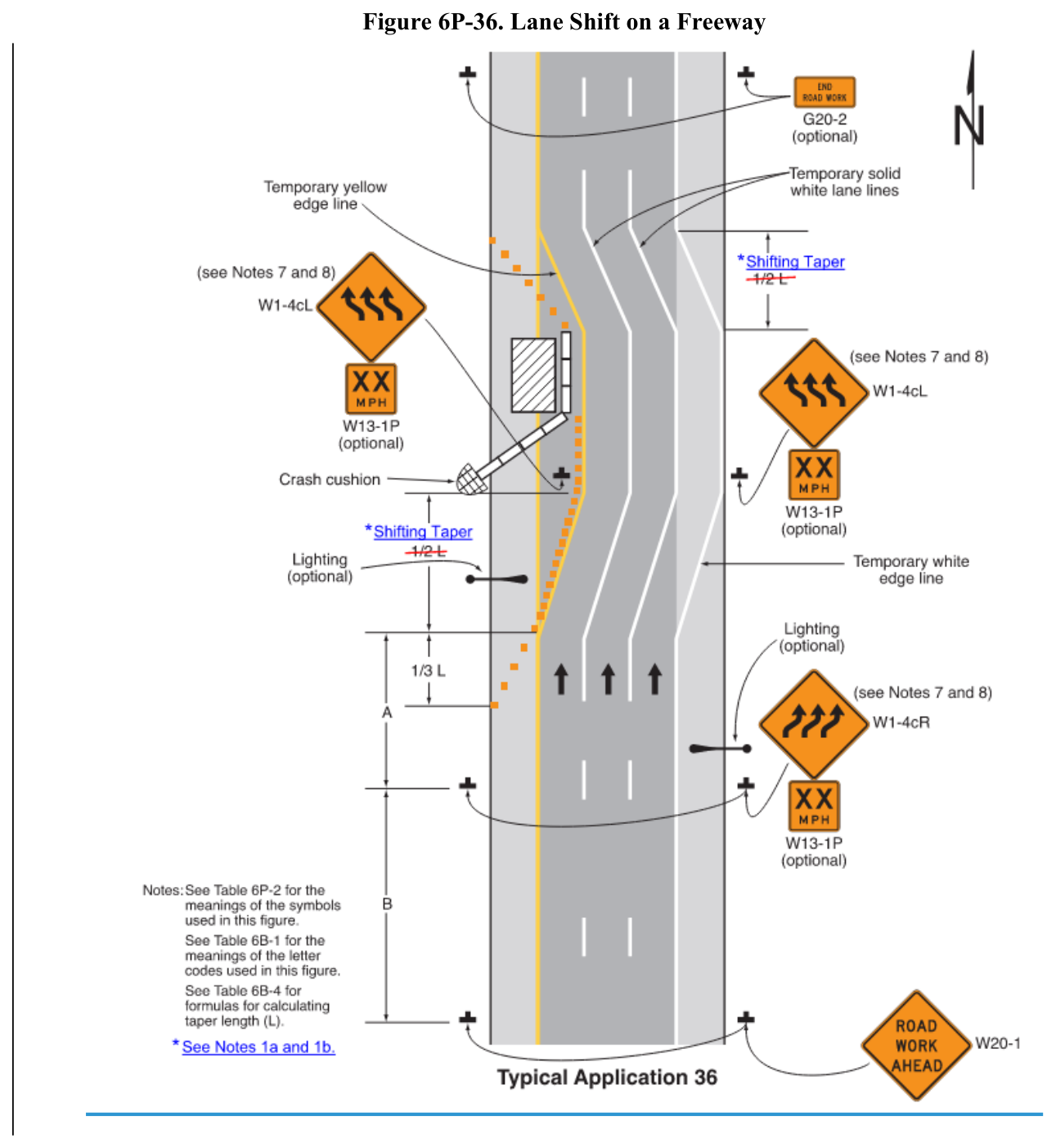 Figure 6P-36. Lane Shift on a Freeway