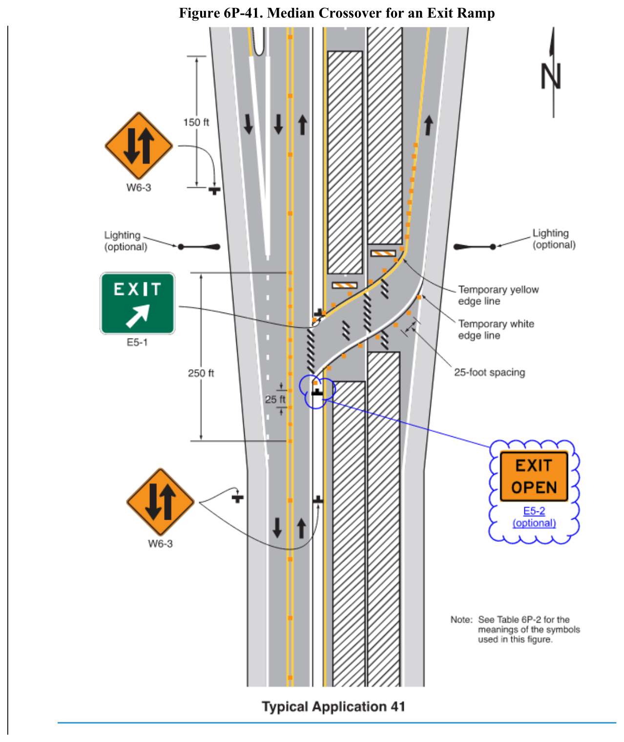 Figure 6P-41. Median Crossover for an Exit Ramp