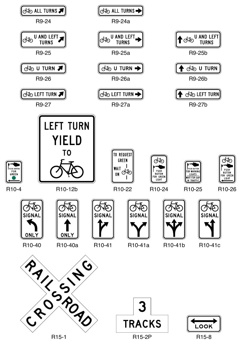 Figure 9B-1. Regulatory Signs and Plaques for Bicycle Facilities (Sheet 2 of 2)
