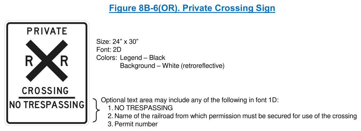 Figure 8B-6(OR). Private Crossing Sign
