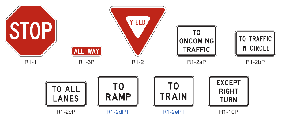 Figure 2B-1. STOP and YIELD Signs and Plaques