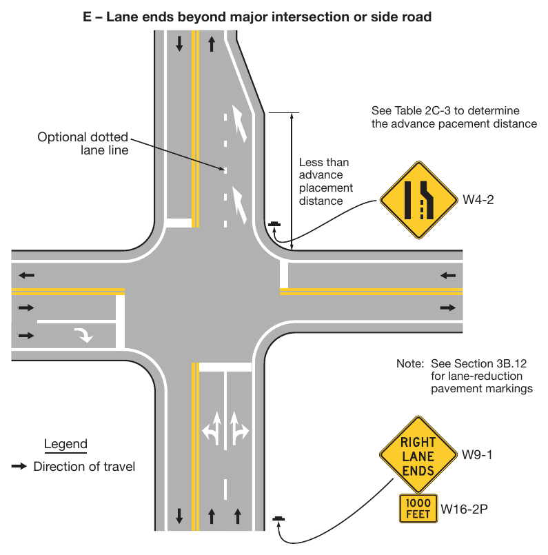 Figure 2C-13. Example Sequences for Lane Ends and Lane Merge Signs (Sheet 4 of 5)