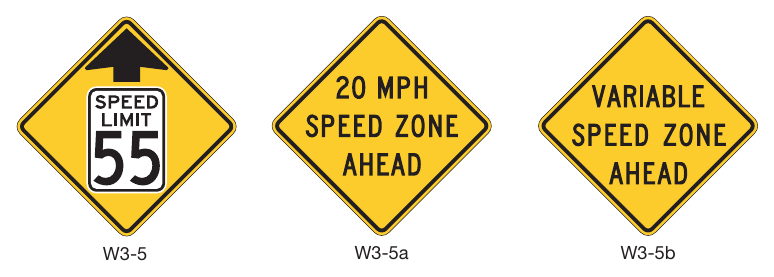 Figure 2C-9. Reduced Speed Limit Ahead and Speed Zone Signs