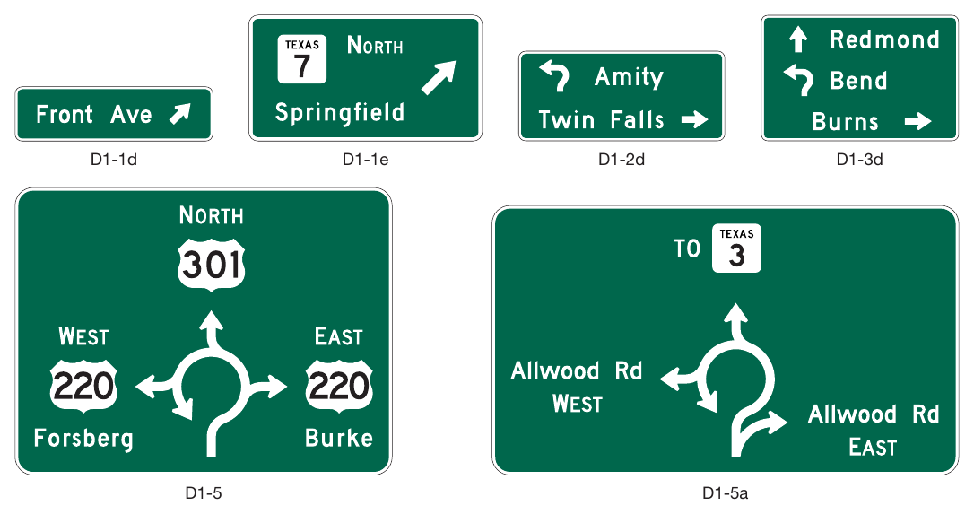 Figure 2D-11. Destination Signs for Circular Intersections