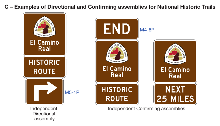 Figure 2D-34. Byway Identification, State Scenic Byway, and National Historic Trail Signs and Plaques, and Examples of Use