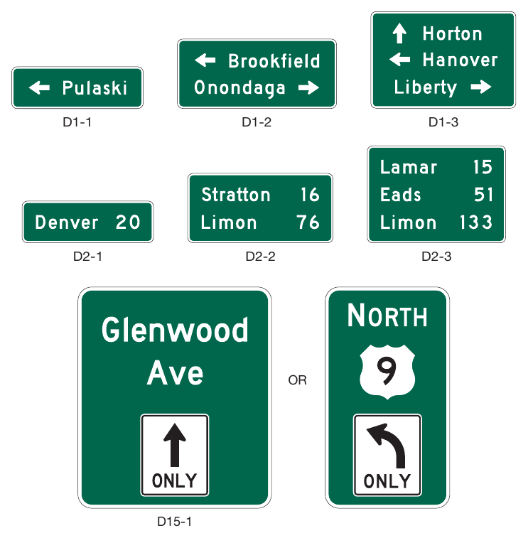 Figure 2D-9. Destination and Distance Signs