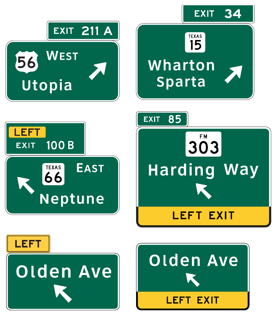 Figure 2E-12. Examples of Exit Direction Signs