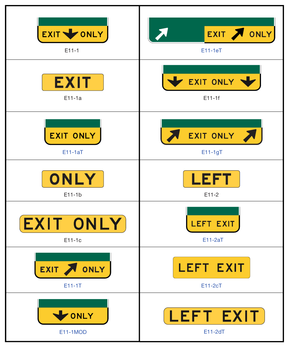 Figure 2E-17. EXIT ONLY and LEFT Sign Panels