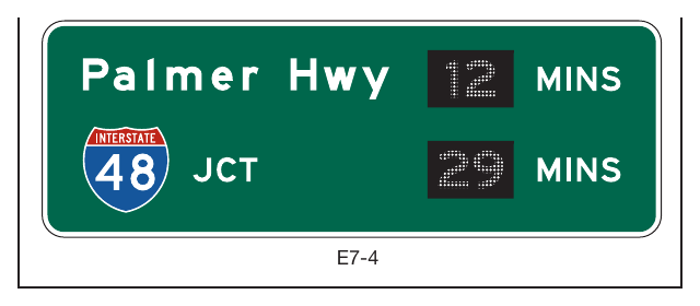 Figure 2E-51. Example of a Post-Interchange Travel Time Sign