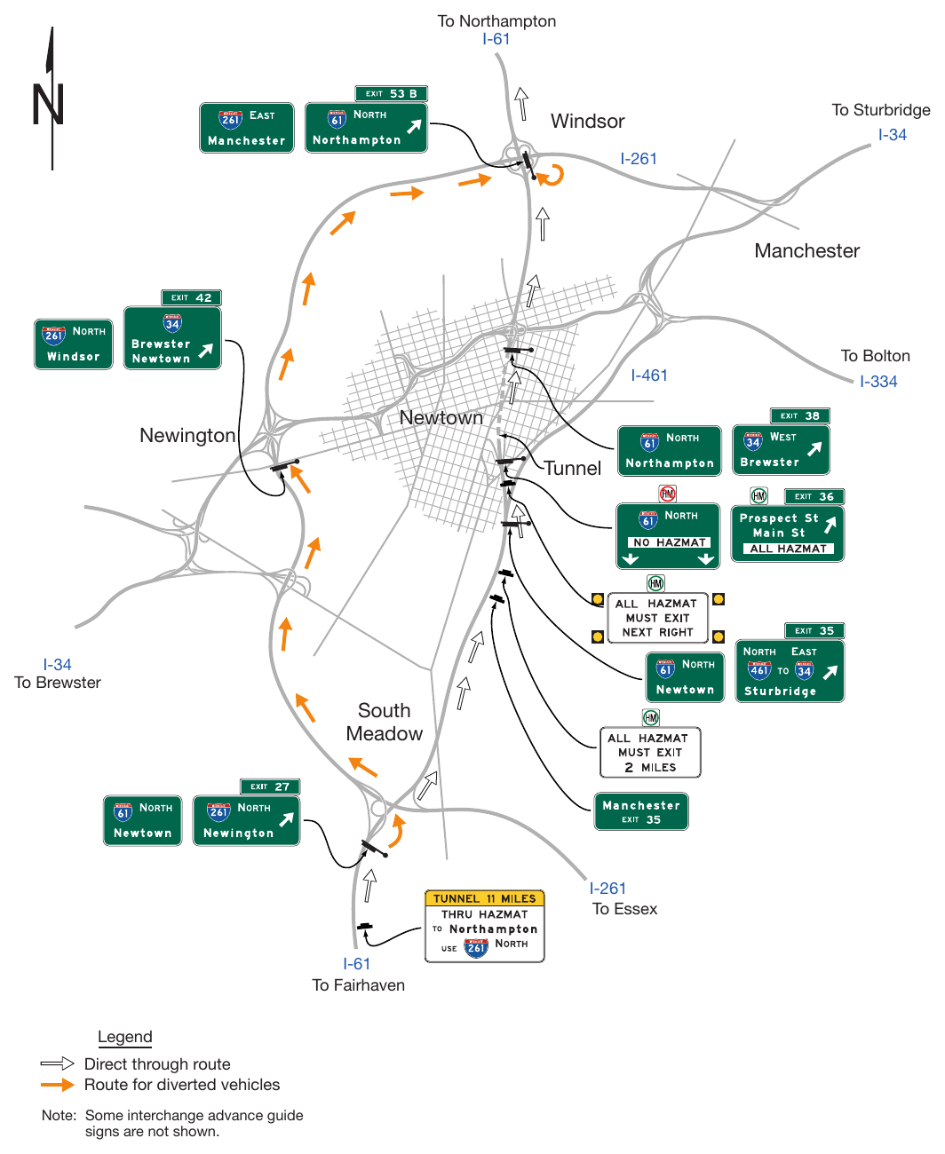 Figure 2E-62. Example of Signing for Route Diversion by Vehicle Class