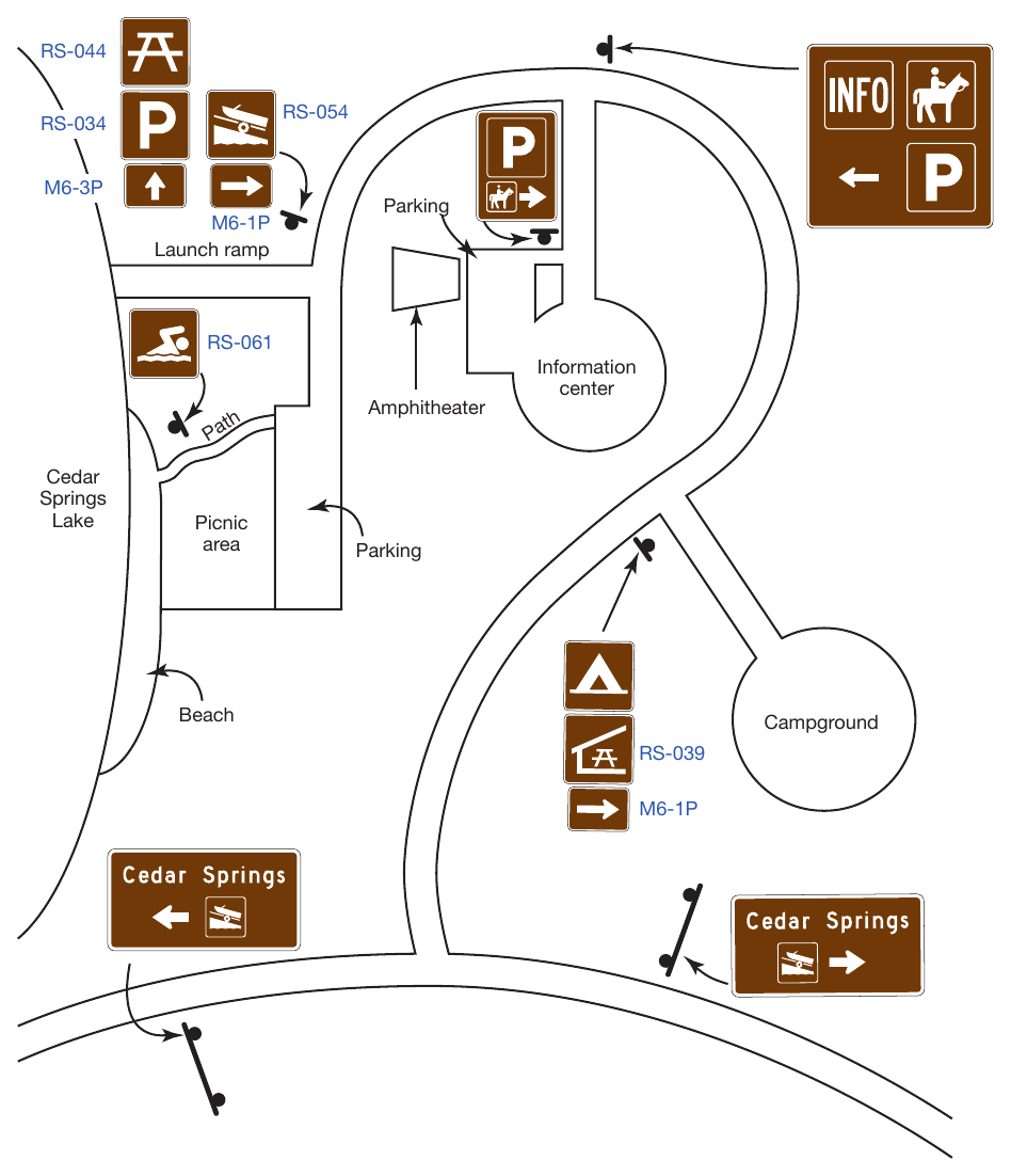 Figure 2M-4. Examples of Symbol and Destination Guide Signing Layout