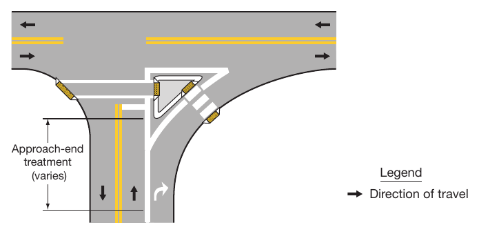 Figure 3J-1. Example of Markings for an Approach-End Treatment to an Island