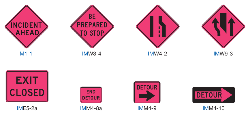 Figure 6O-1. Examples of Traffic Incident Management Area Signs