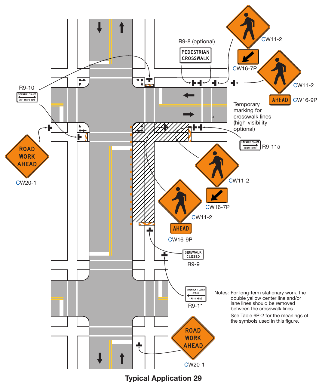 Figure 6P-29. Crosswalk Closures and Pedestrian Detours (TA-29)