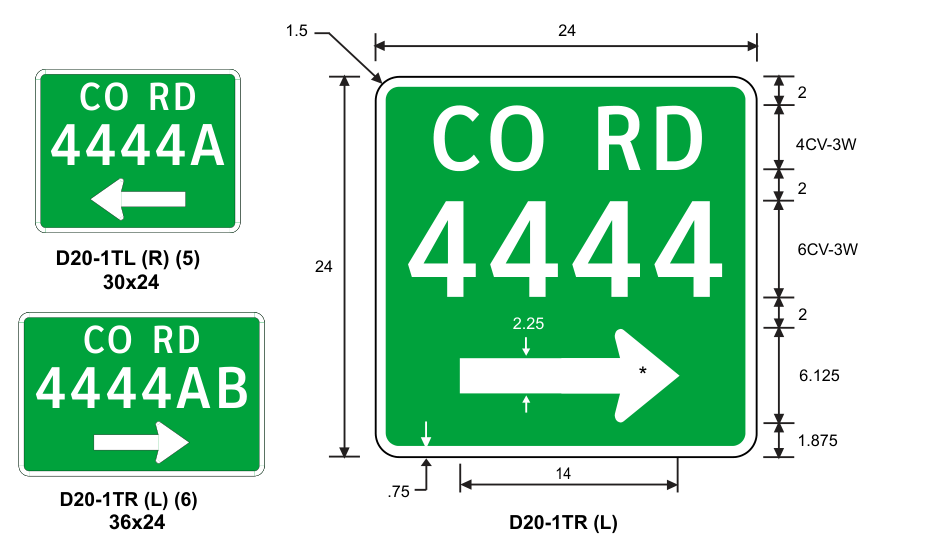 D20-1T: County Road (number) (design sheet)