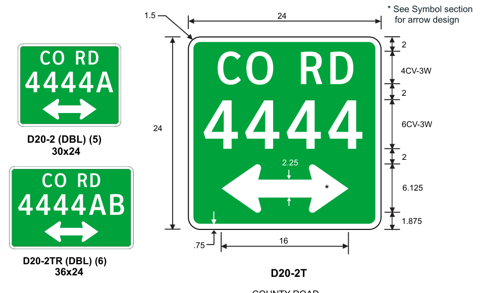 D20-2T: County Road (number) (design sheet)