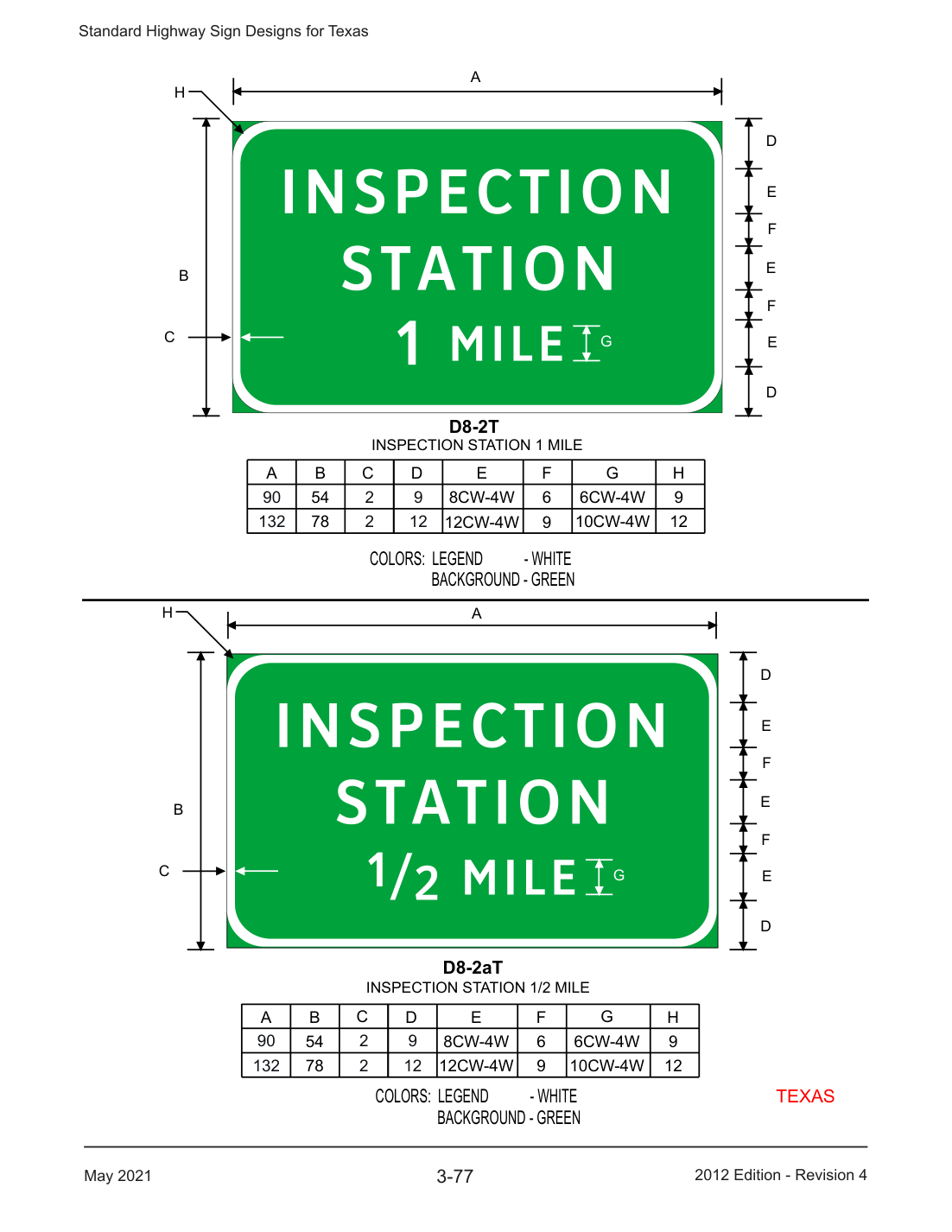 D8-2aT: Inspection Station 1/2 Mile (design sheet)