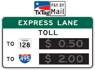 R3-48T: Priced Managed Lane Toll Rate (sign assembly)