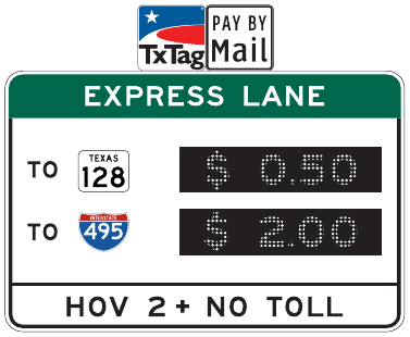 R3-48aT: Priced Managed Lane Toll Rate (sign assembly)