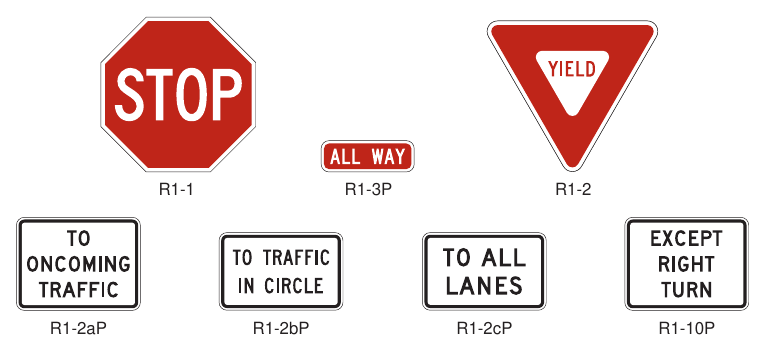 Figure 2B-1. STOP and YIELD Signs and Plaques